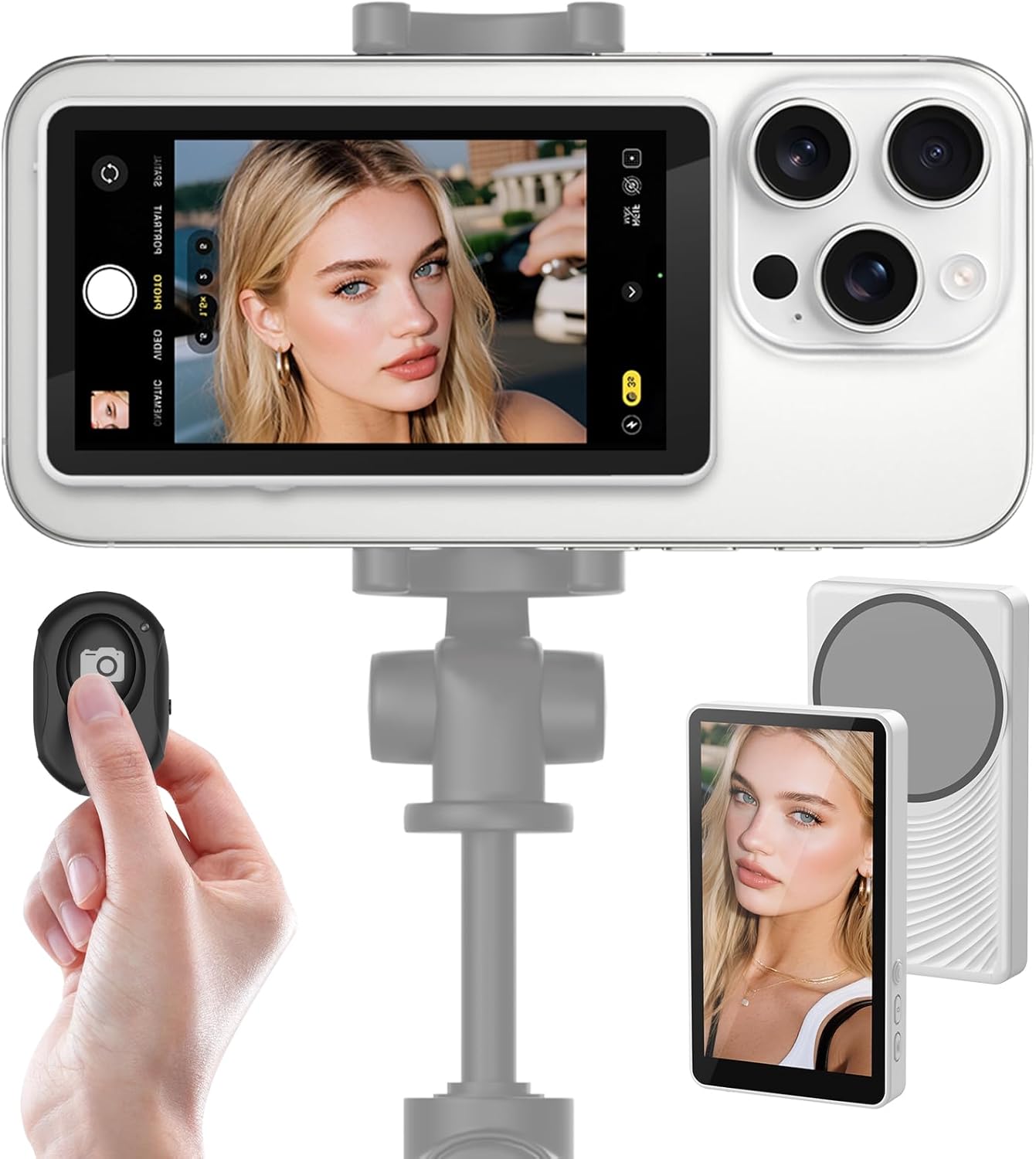 Wireless Vlog Selfie Monitor Screen for iPhone & Android Use