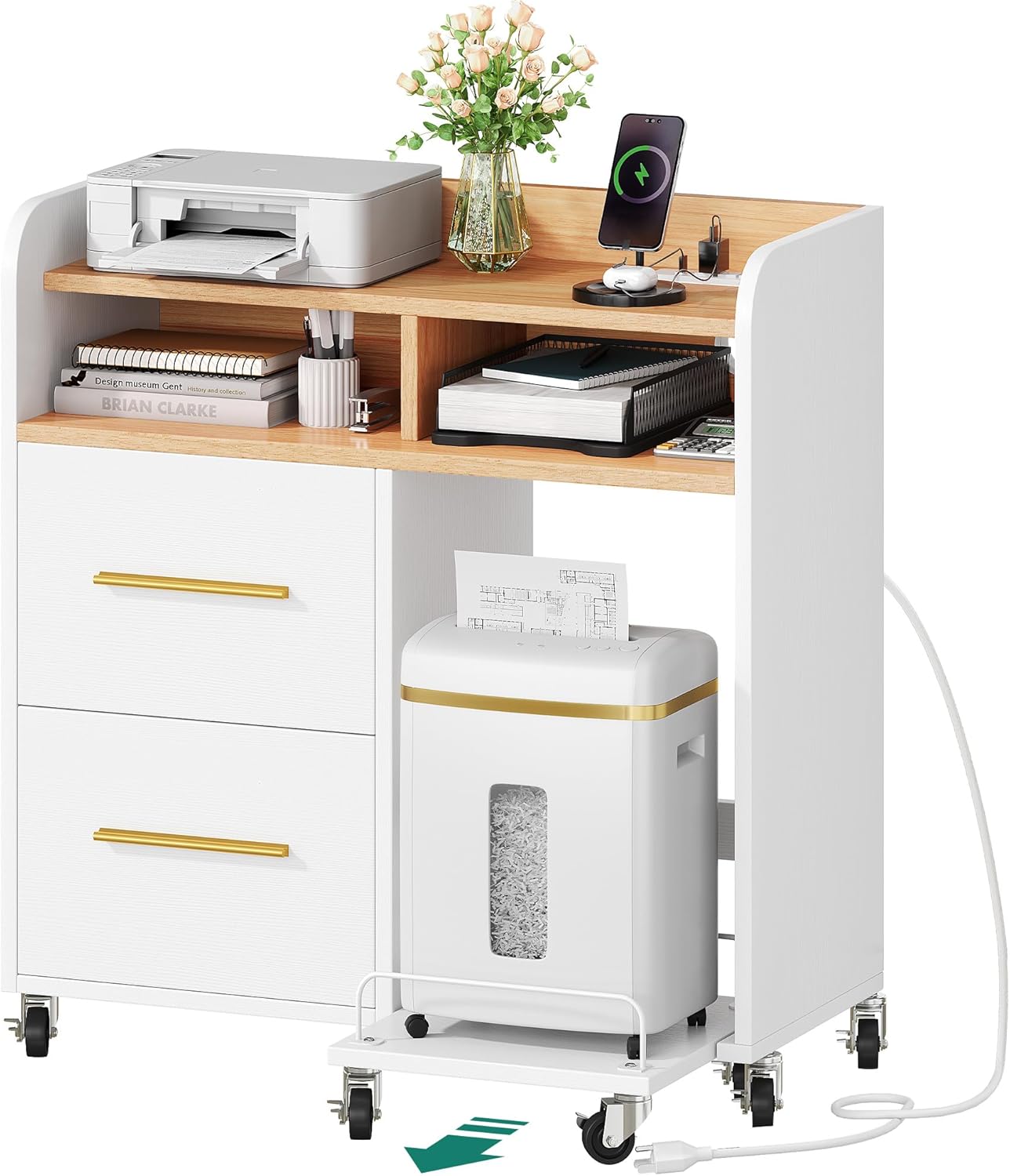 YITAHOME File Cabinet with Charging Station - Organize and Power Up!