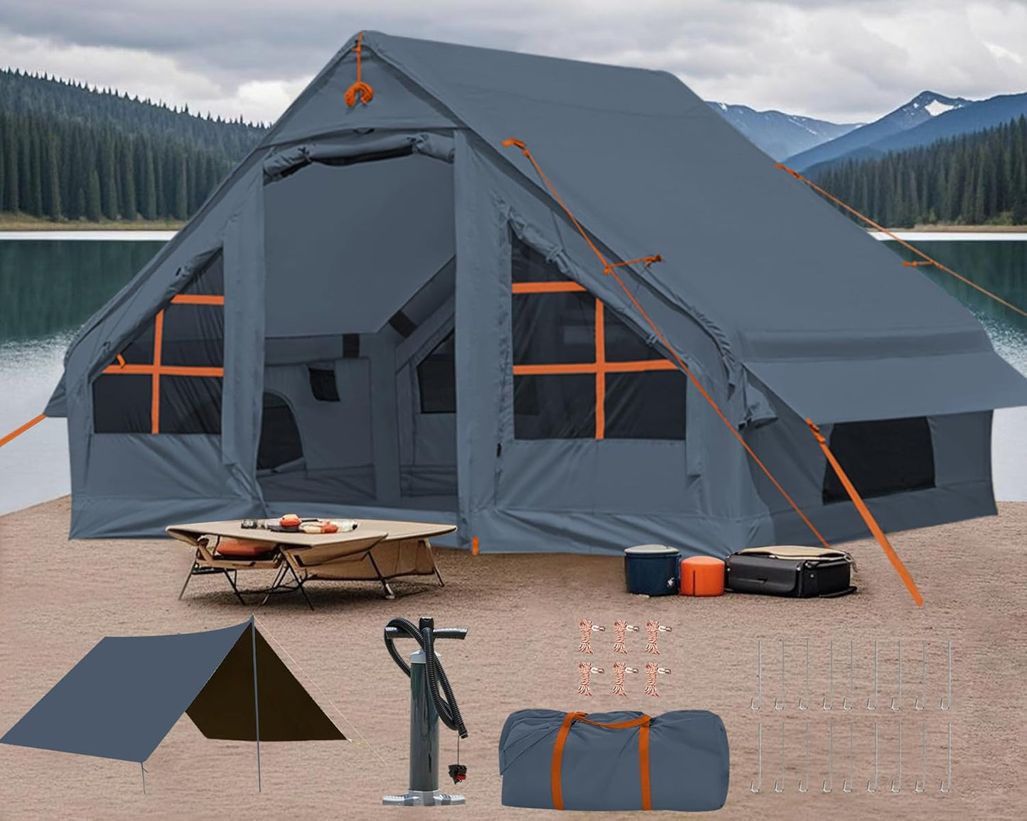 Inflatable Camping Tent for 2-8 People with Easy Setup