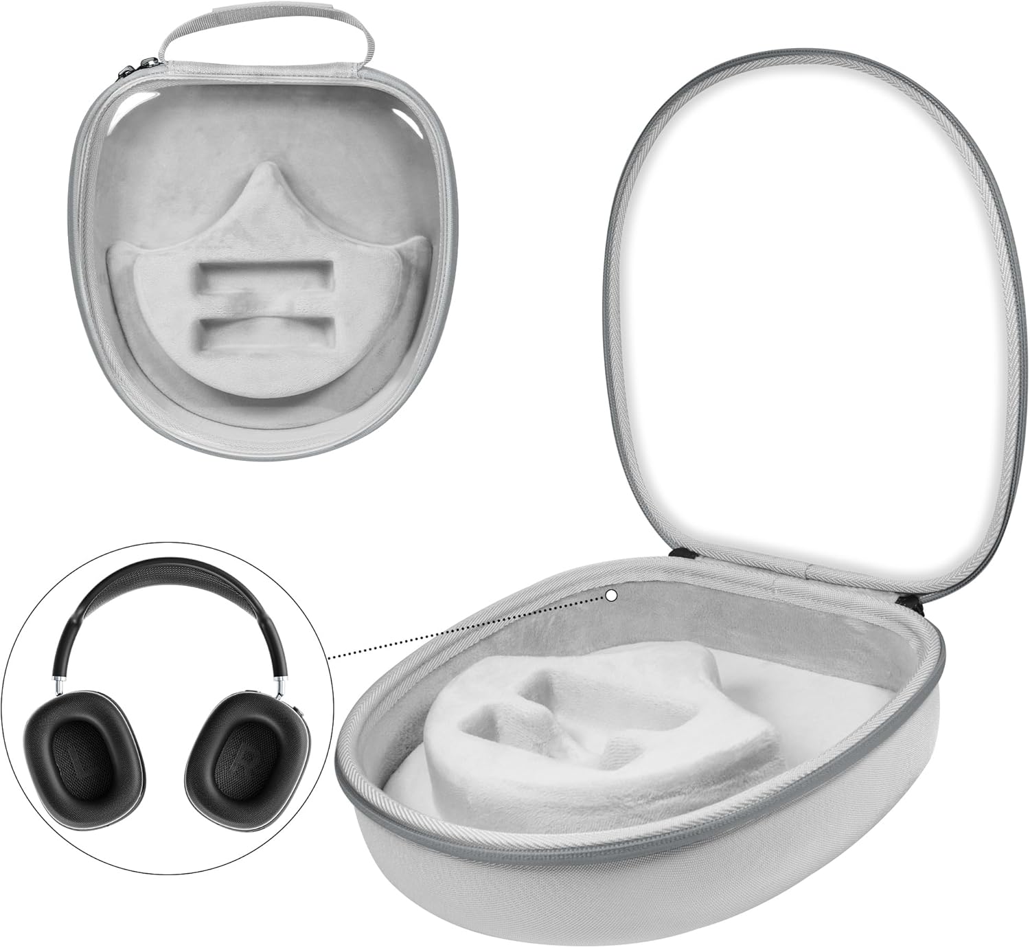 Hard Organizer Portable Carry Travel Case for Headphones - Grey