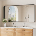 Black Bathroom Mirror for Wall 30x71 in Matte Metal Deep Frame - Safe