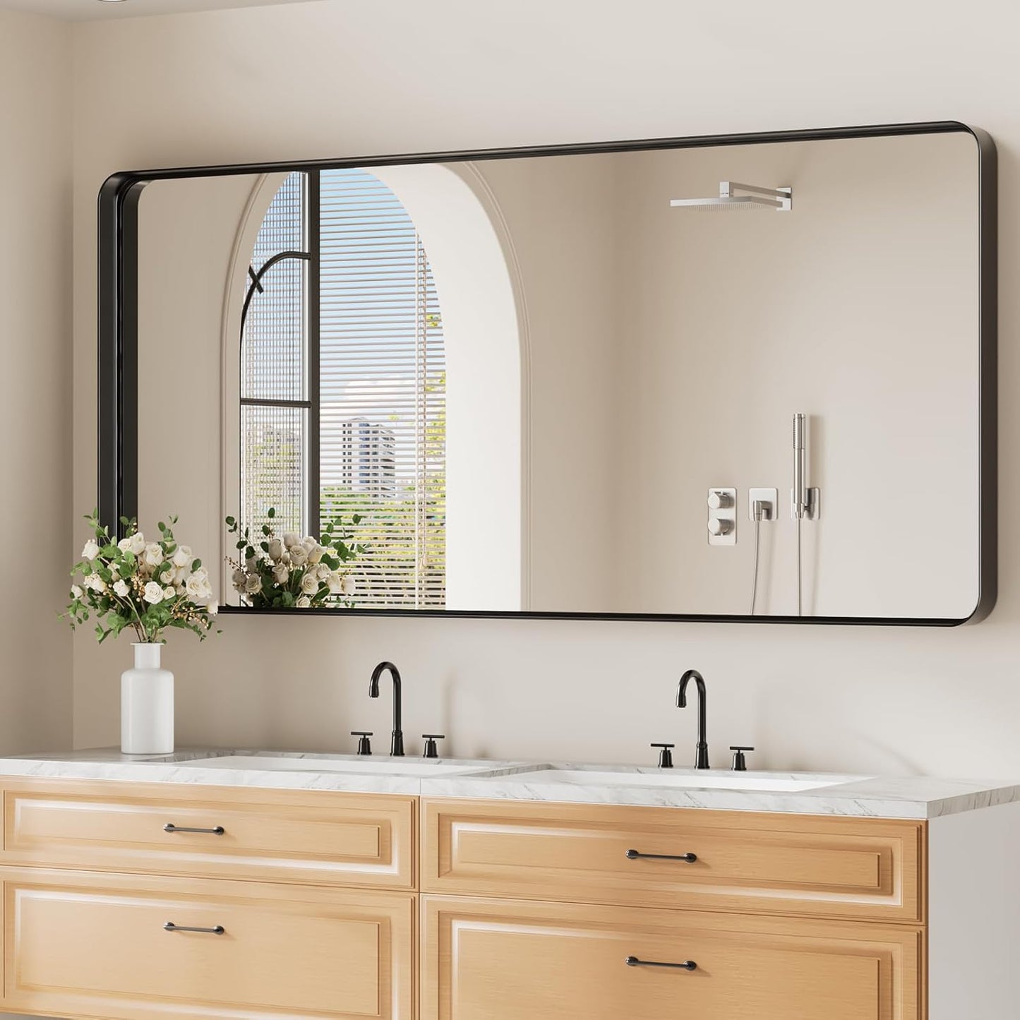 Koonmi Black Bathroom Mirror 30x71 Inch for Modern Decor