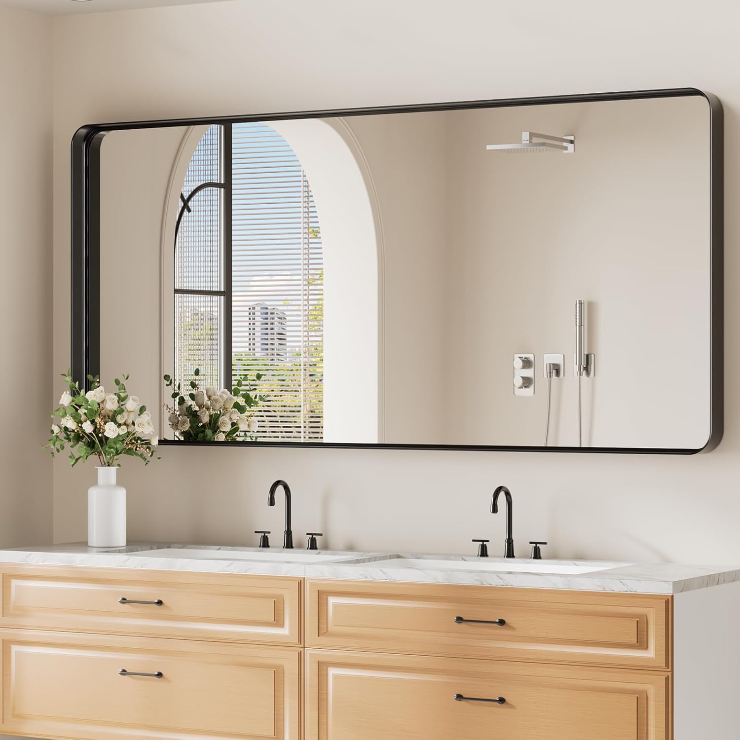 Koonmi Black Bathroom Mirror 30x71 Inch for Modern Decor