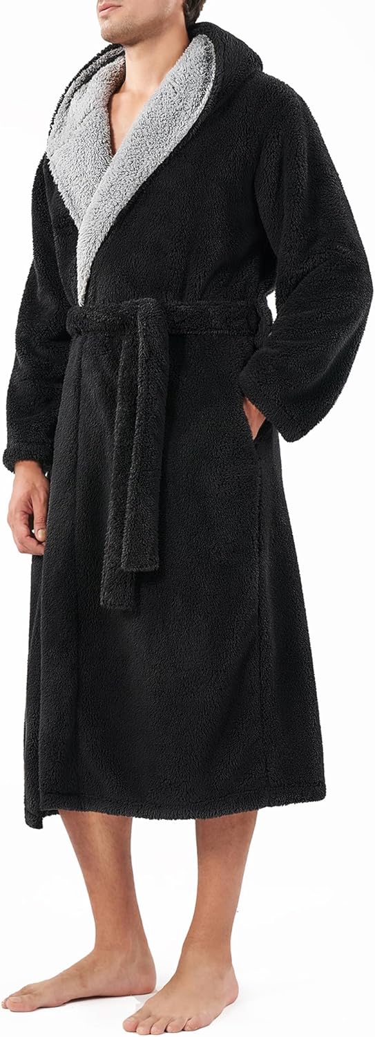 DAVID ARCHY Men's Soft Fleece Plush Robe for Ultimate Comfort