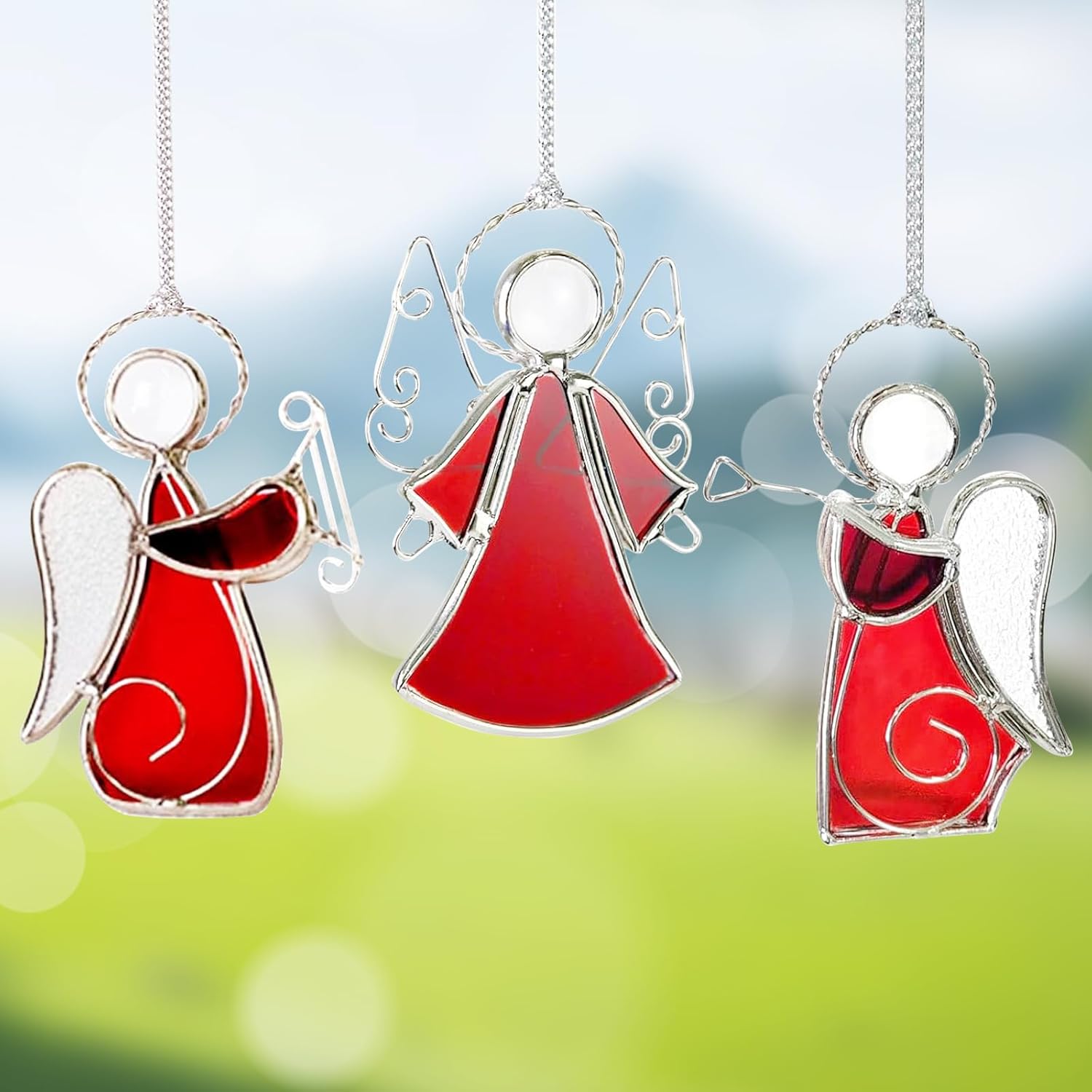 Angel Stained-Glass Sun-Catchers for Window Hangings - 3PCS