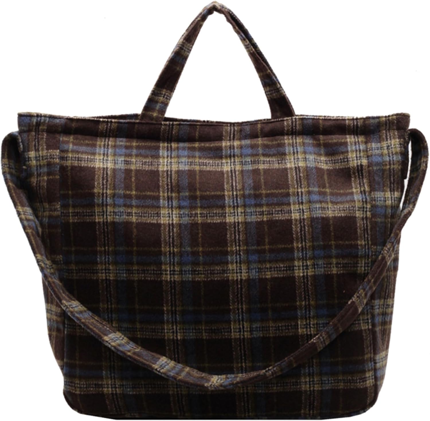 Plaid Crossbody Bag Large Laptop Tote for Casual Outings