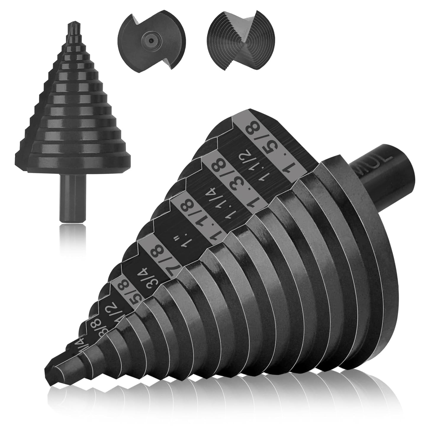 Large Step Drill Bit for Steel, M35 Cobalt, 13 Holes