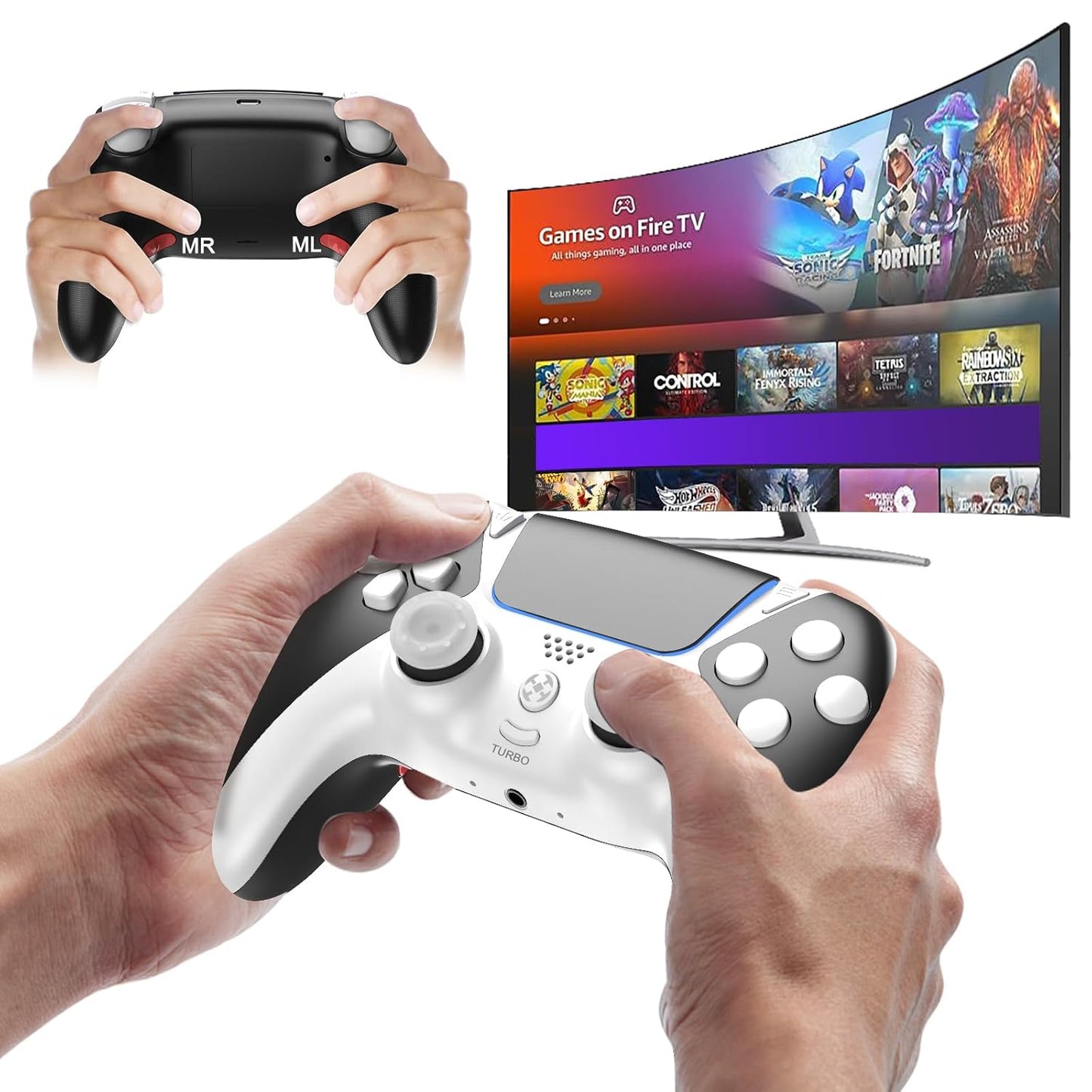 Upgrade for PS4 Controller Wireless with Back Paddles and Turbo