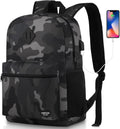 17 Inch School Backpack Classic Bookbag with USB Charging Port - Slim