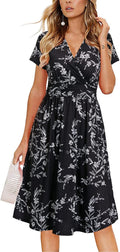 Breezy Women's Short Sleeve Dress with Floral Print and Pockets