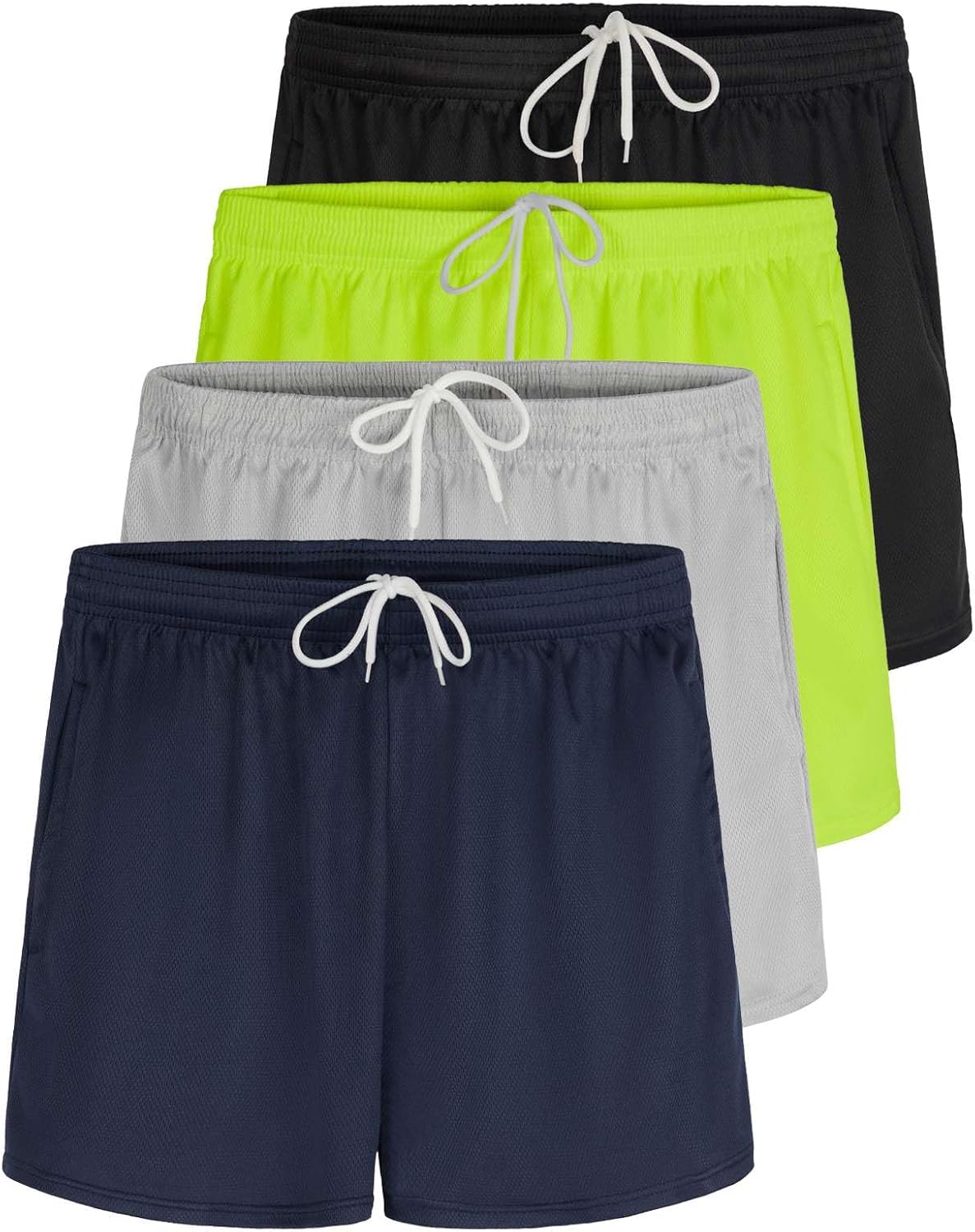 Real Essentials Womens Active Performance Mesh Shorts with Pockets