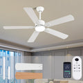 52 in Modern White Ceiling Fan with Light and App/Remote Control - Low