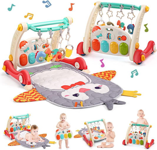 Cute Stone Baby Gym Play Mat with Musical Piano