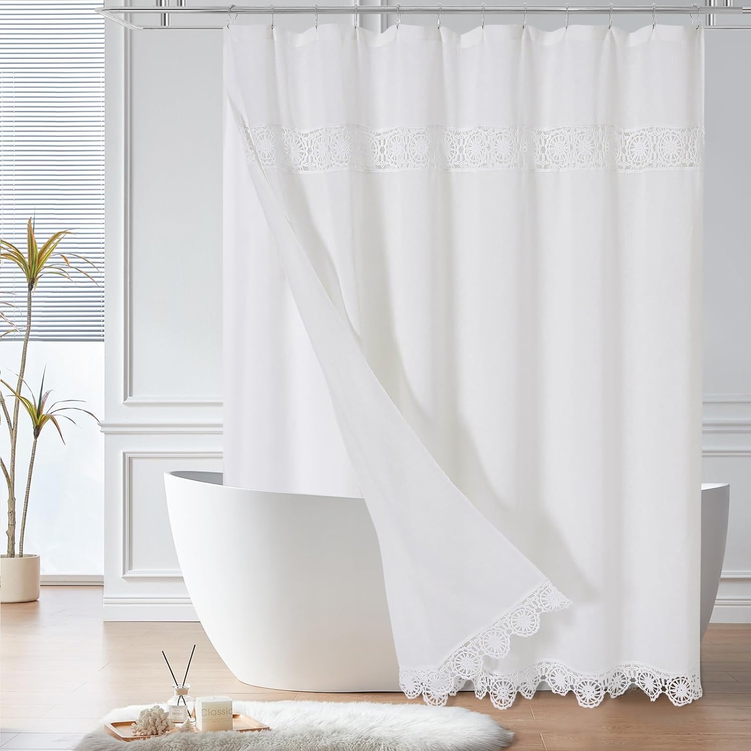 Gibelle Extra Long Boho Farmhouse Shower Curtain for Chic Decor