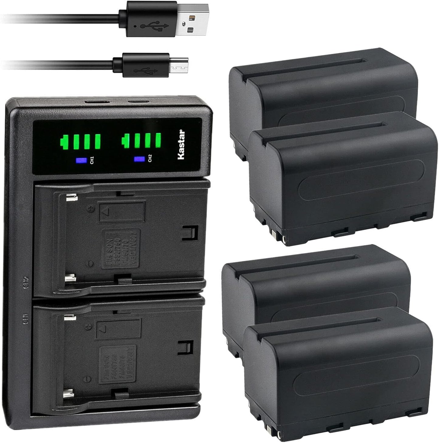 Kastar 4-Pack NP-F750 / NP-F770 Batteries with USB Charger