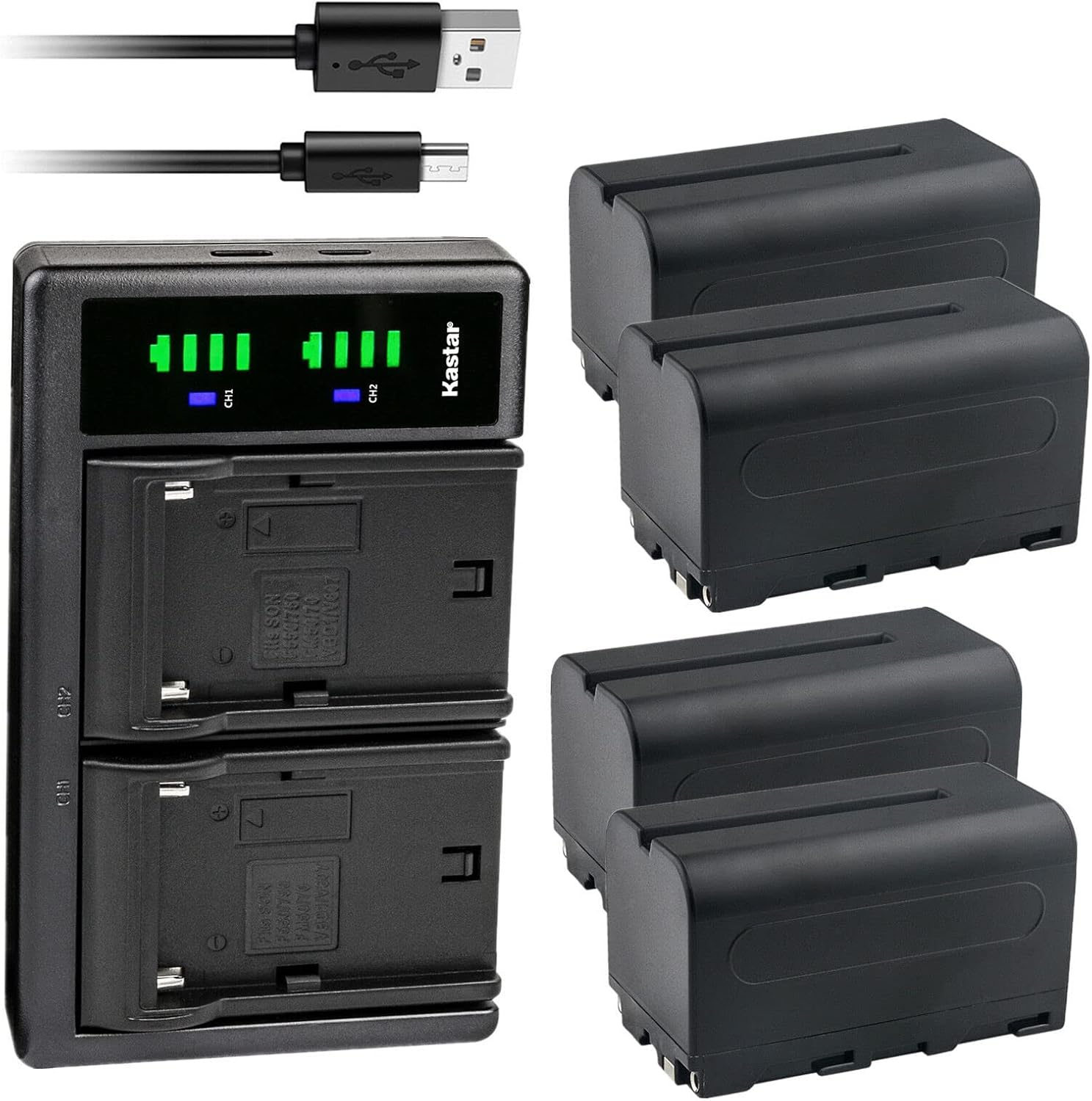 Kastar 4-Pack NP-F750 / NP-F770 Battery Charger for Monitors