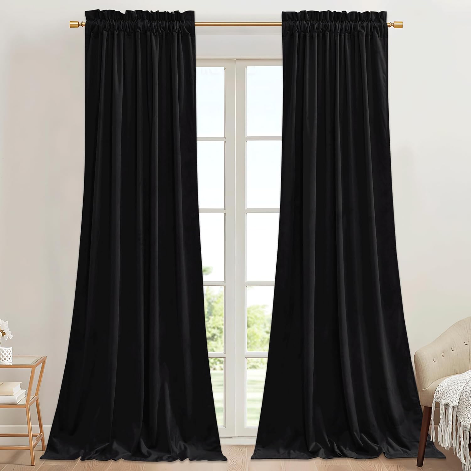 StangH Blackout Velvet Curtains for Privacy and Insulation