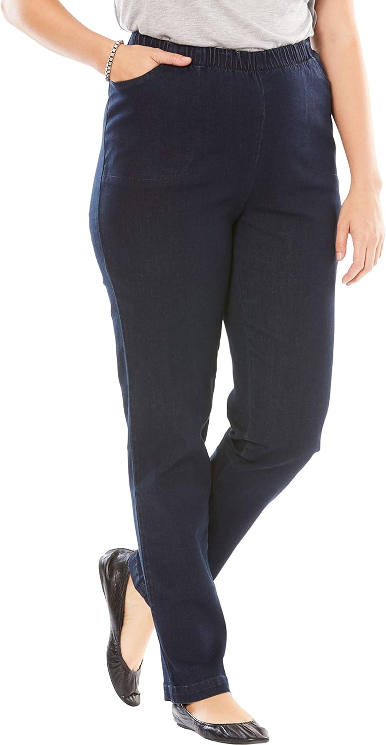 Woman Within Plus Size Straight Leg Denim Jean for Comfort