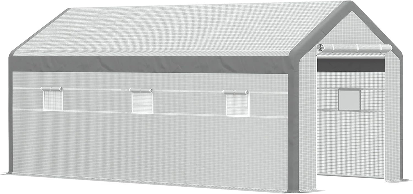 Outsunny Walk-in Greenhouse 20ft x 10ft x 9ft for Plant Care