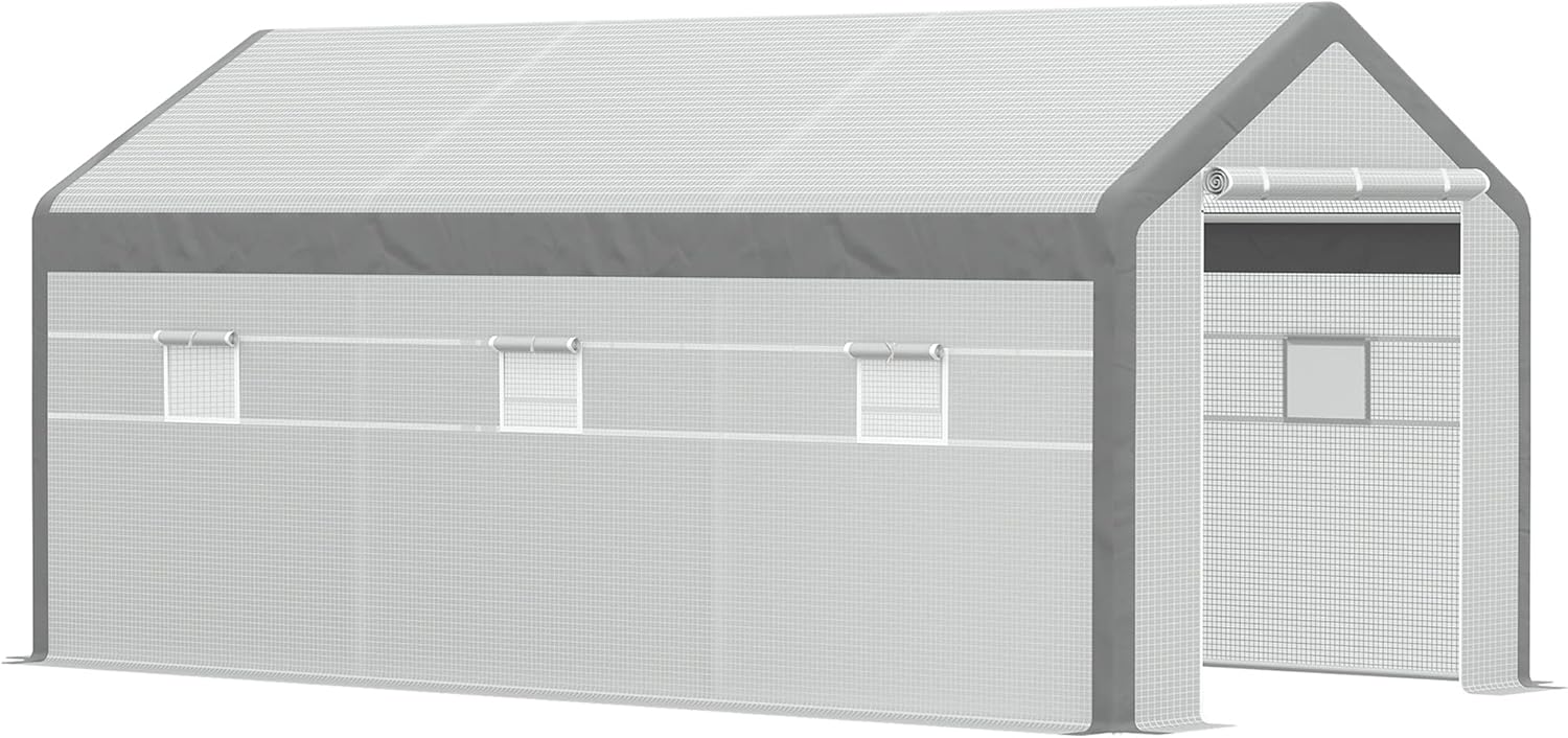 Outsunny Walk-in Greenhouse 20ft x 10ft x 9ft for Plant Care