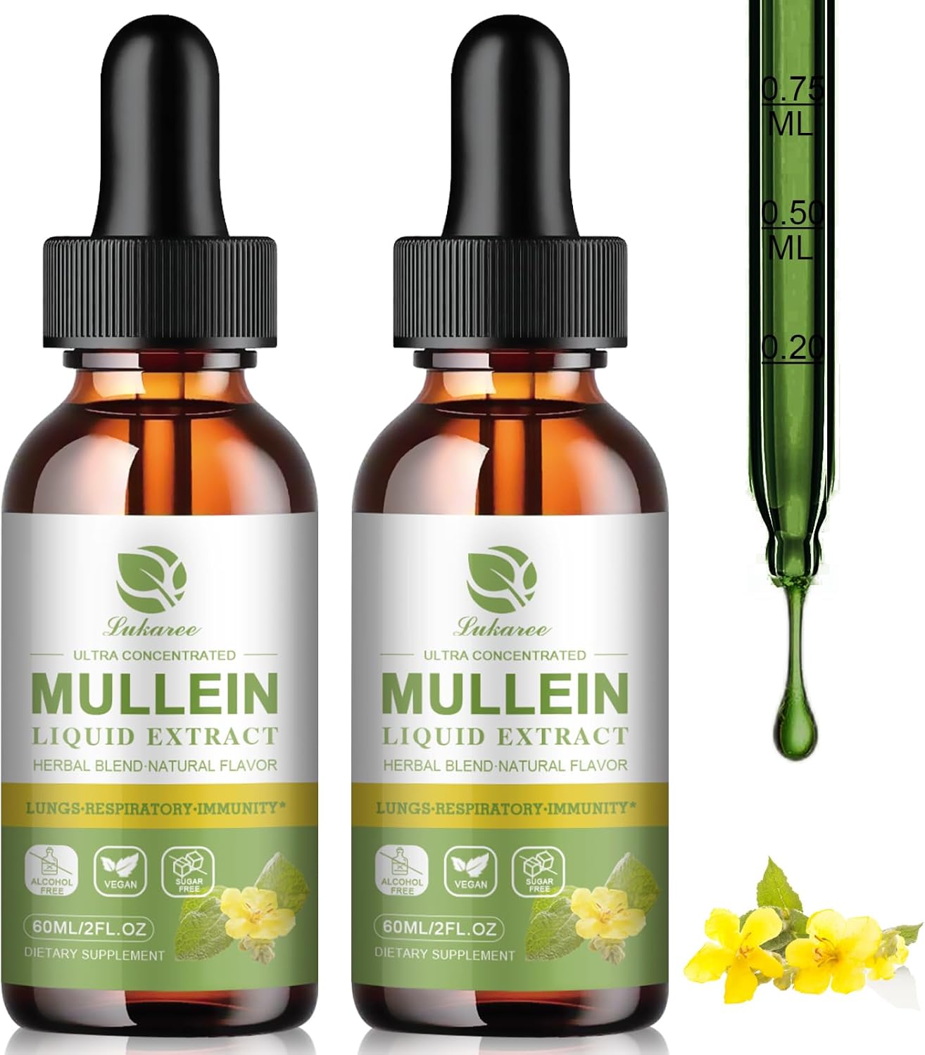Mullein Drops for Lungs - Natural Herbal Supplement for Detox