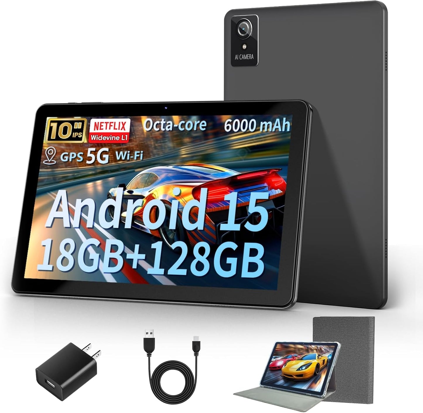 10 Inch Android Tablet with 18GB RAM and 128GB Storage