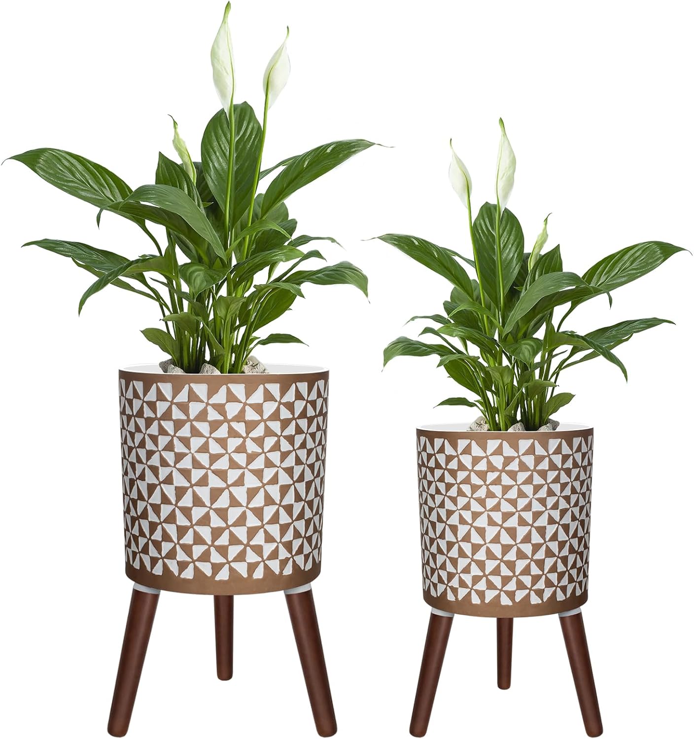 Opnons 10 & 12 Inches Plant Pot with Stand for Modern Decor