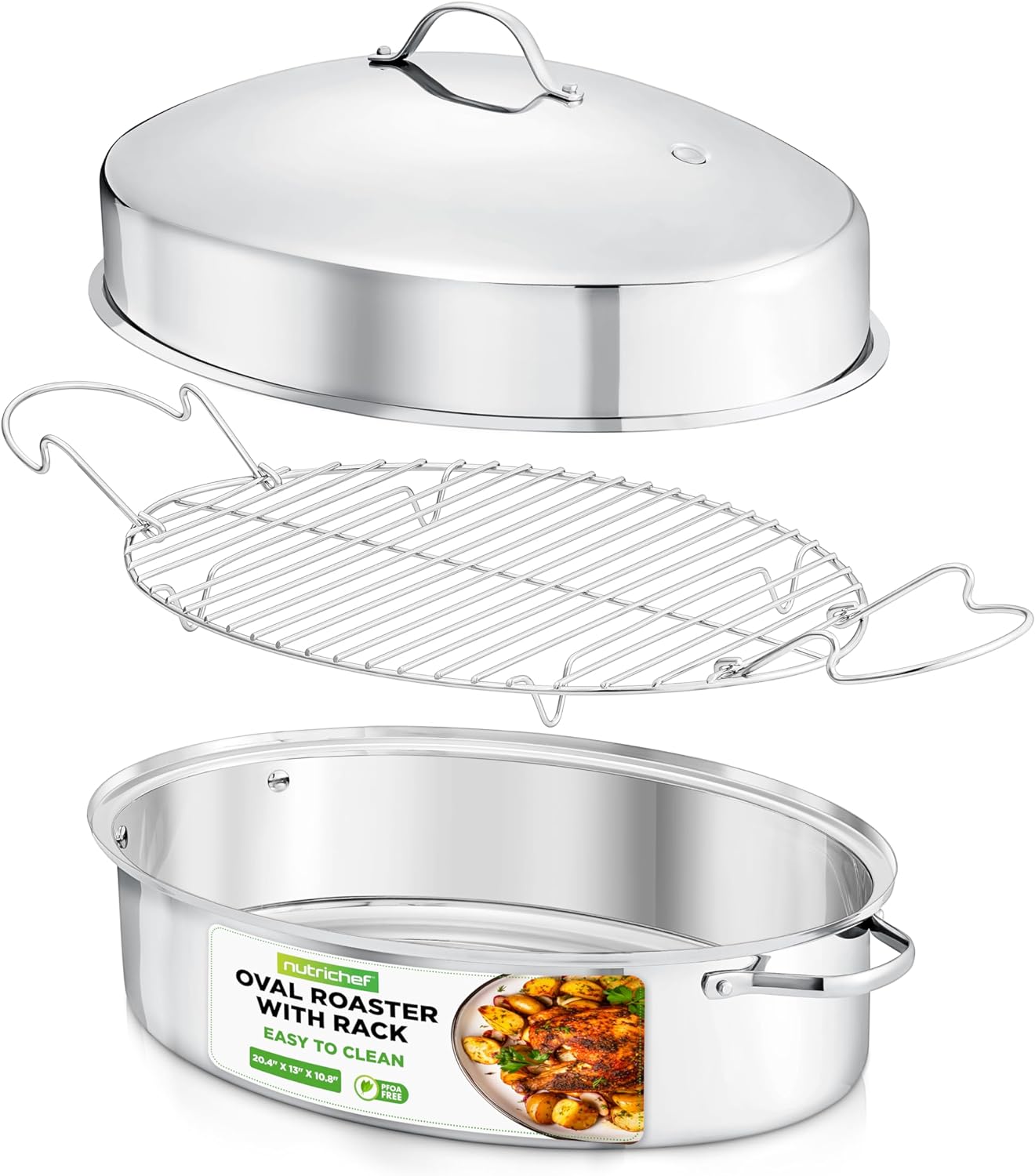 NutriChef 20 Inch Oval Roasting Pan with Rack and Lid Review