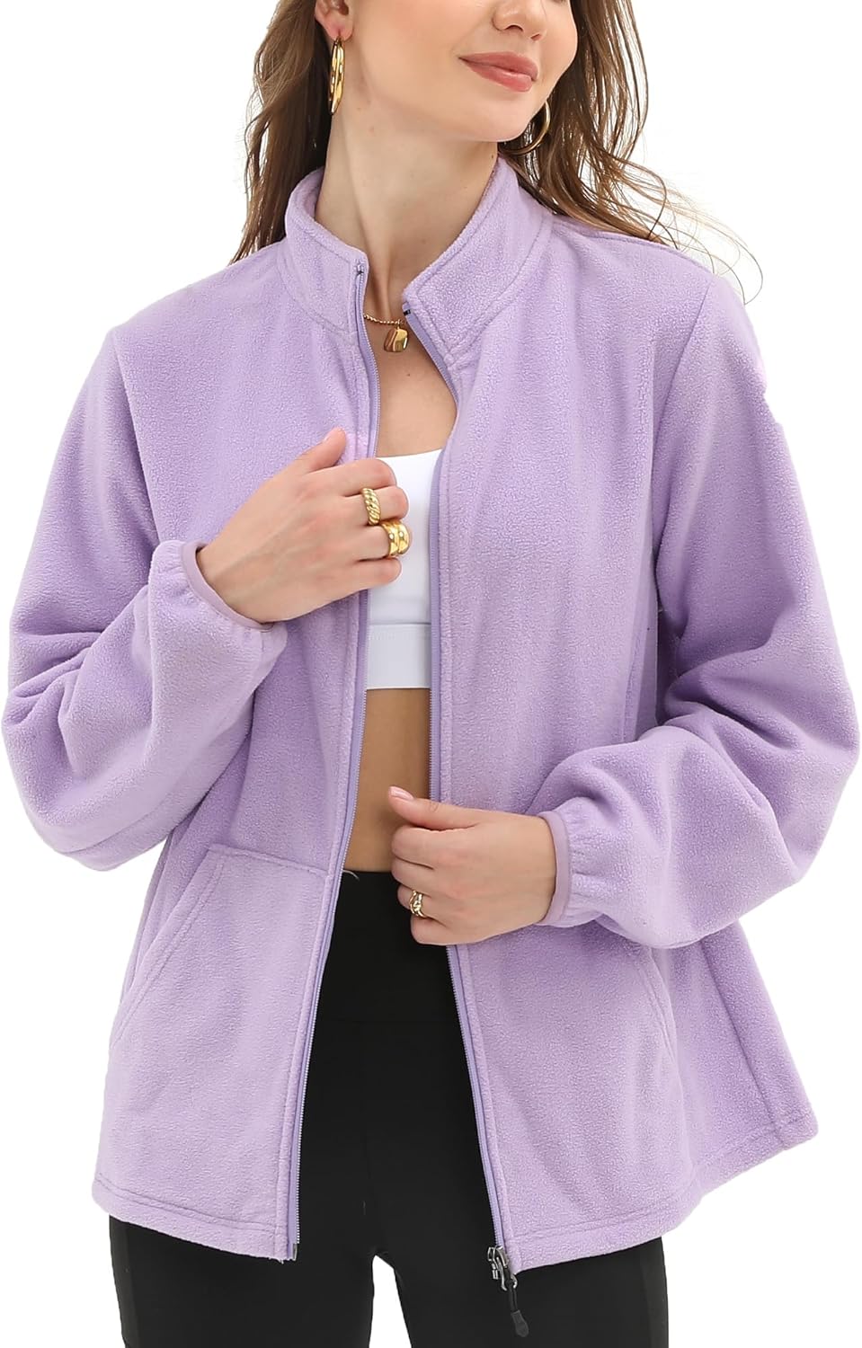 Argstar Women's Fleece Jacket with 6 Pockets for Comfort