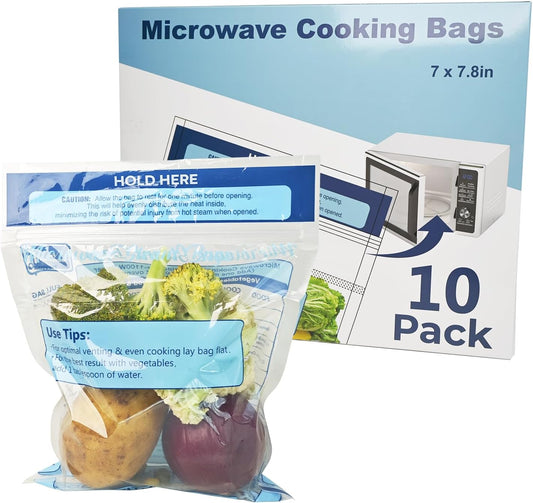 10 Pack Steam Bags, Microwave & Freezer Safe, Veggie-Meat-Fish TMEDW