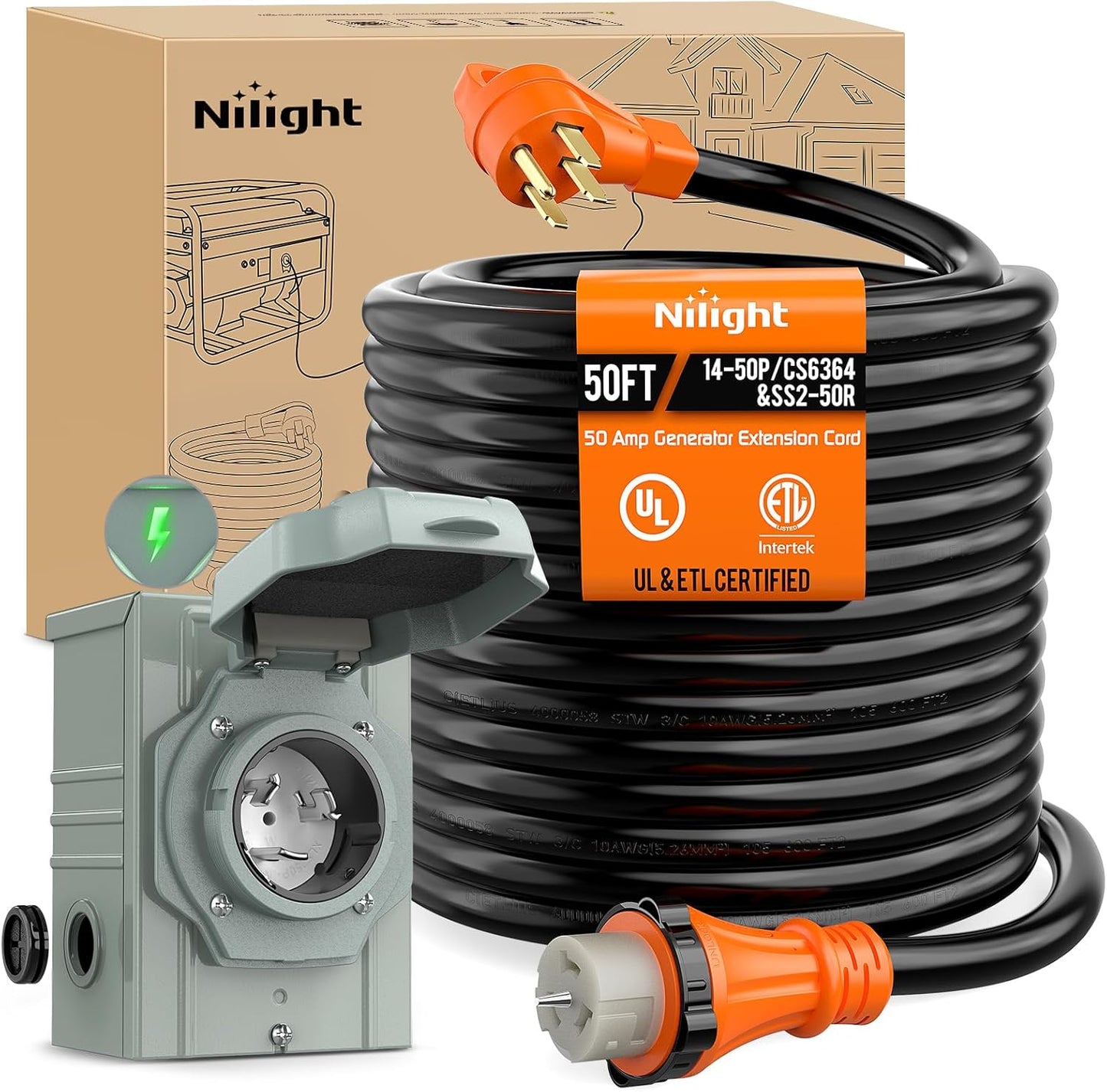 Nilight 50A Generator Extension Cord and Power Inlet Box Review