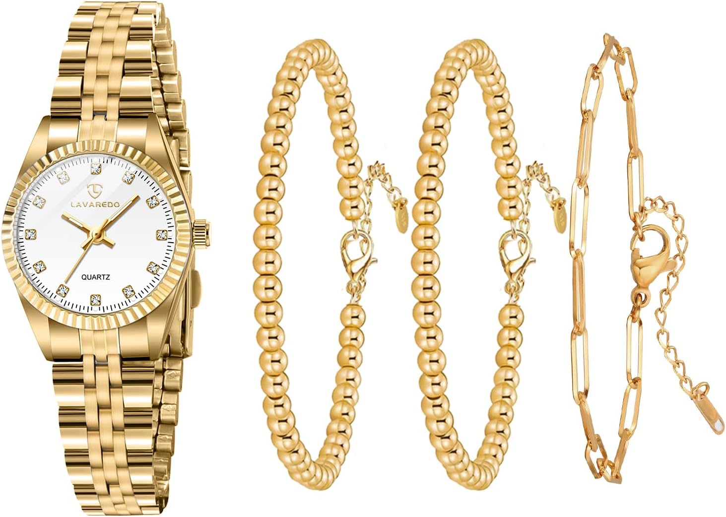 Dainty Gold Women's Watch Set - Elegant & Waterproof