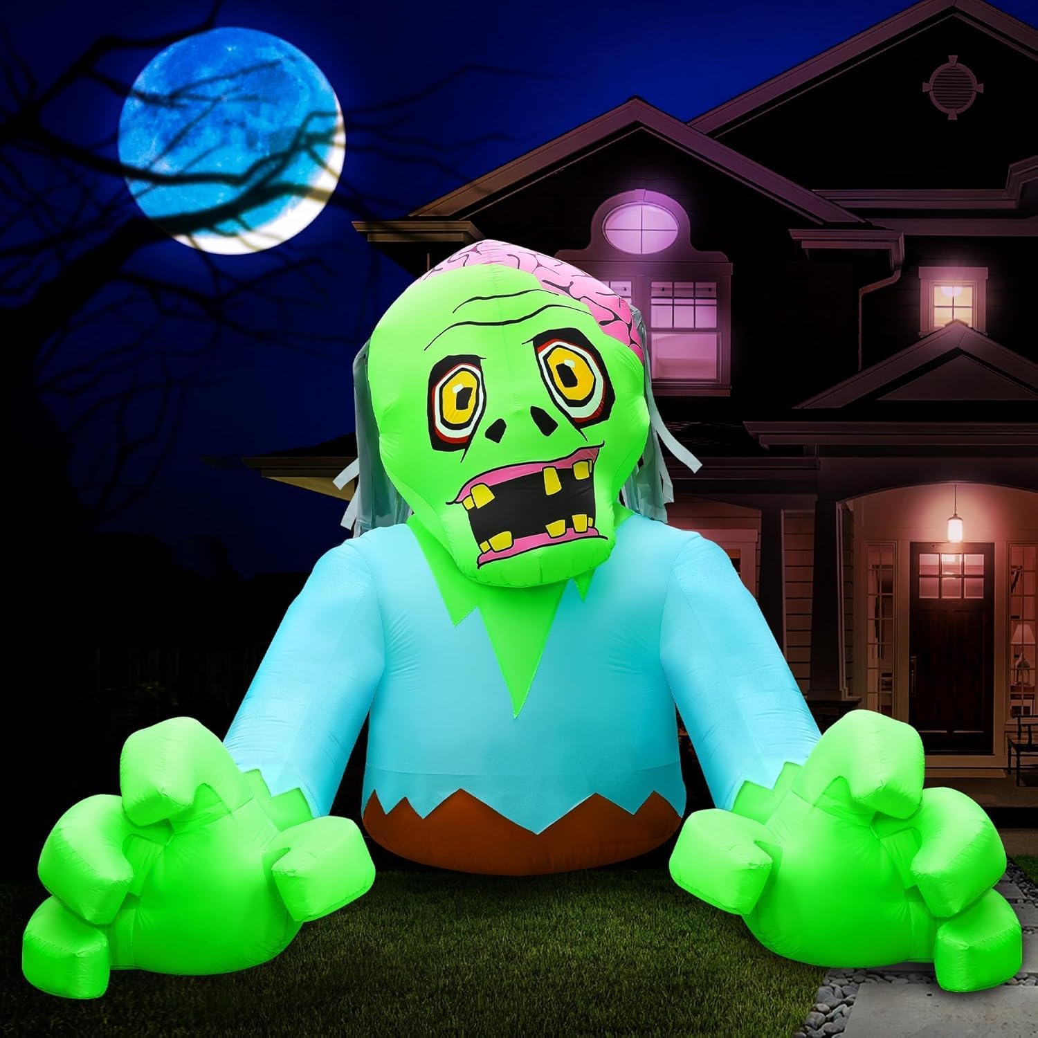7FT Tall Halloween Inflatable Zombie Decoration for Outdoor Fun
