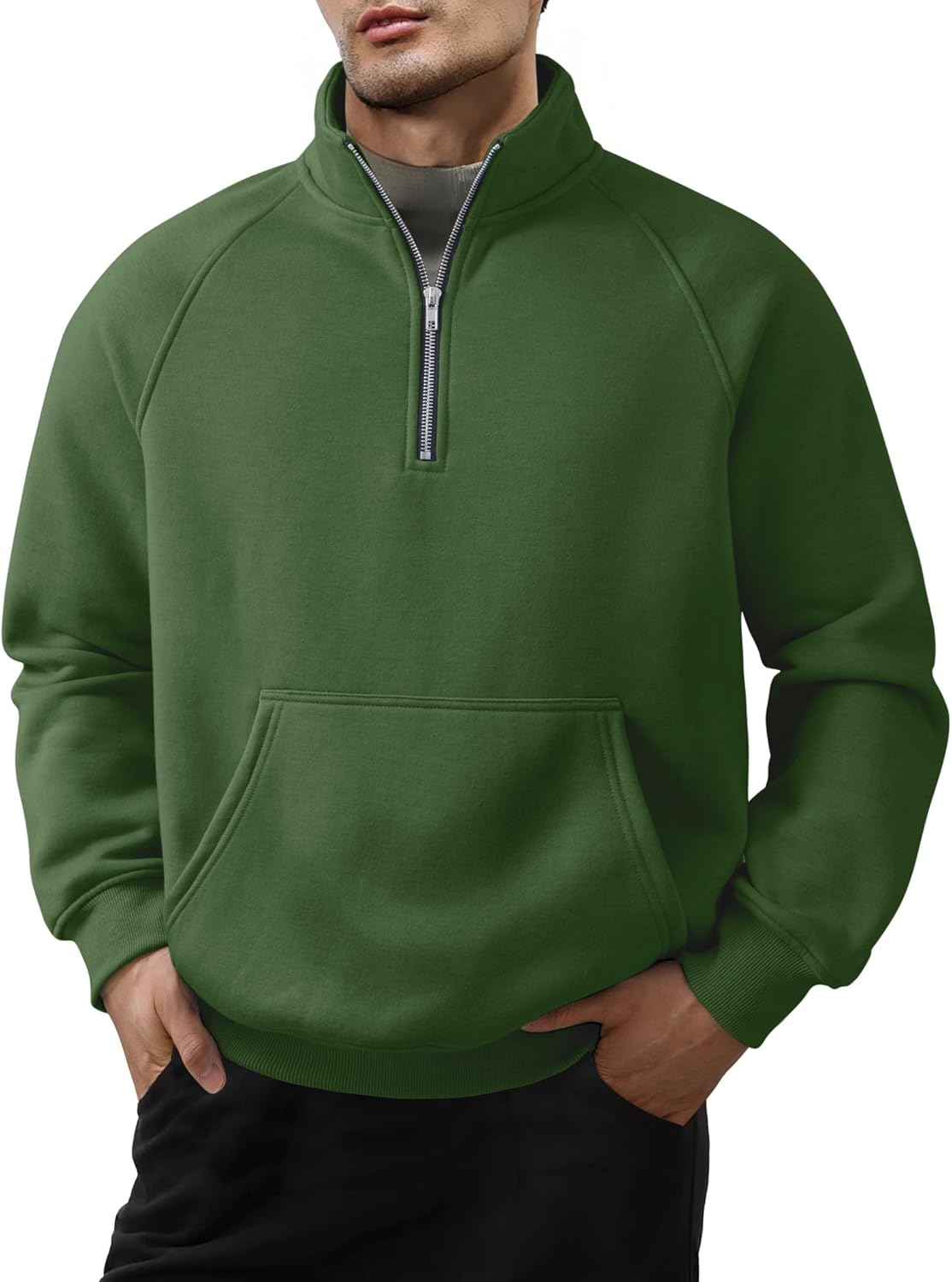 JMIERR Men's Fleece Quarter Zip Pullover Sweater for Fall