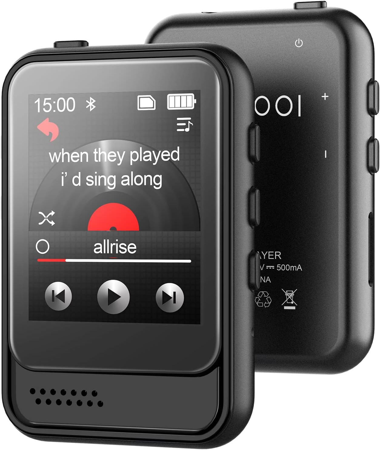 Bluetooth 5.3 MP3 Player with Speaker and Micro SD Slot