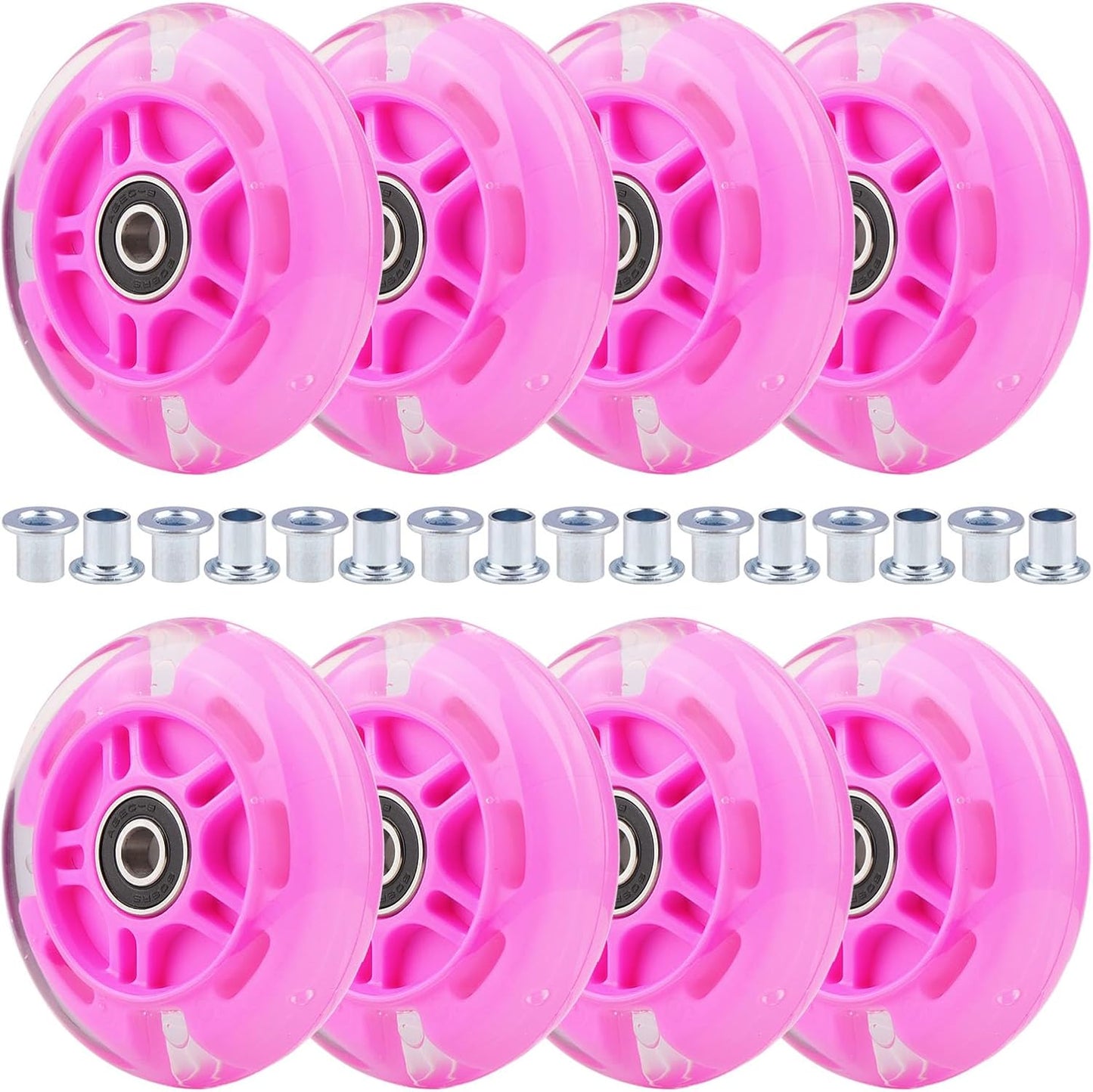 WHEELGOO 8pcs Inline Skate Wheels with LED Lights for Kids