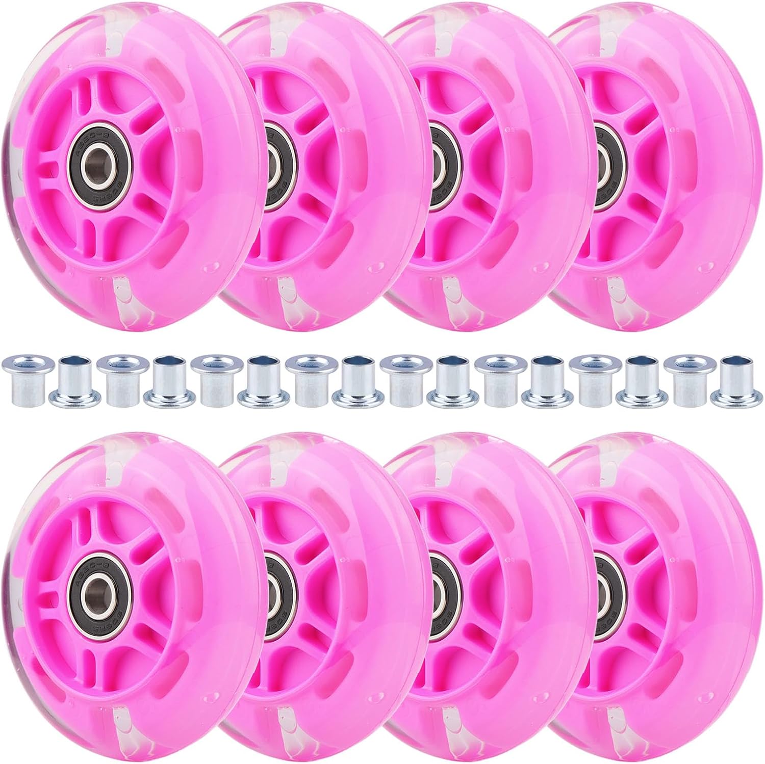 WHEELGOO 8pcs Inline Skate Wheels with LED Lights for Kids