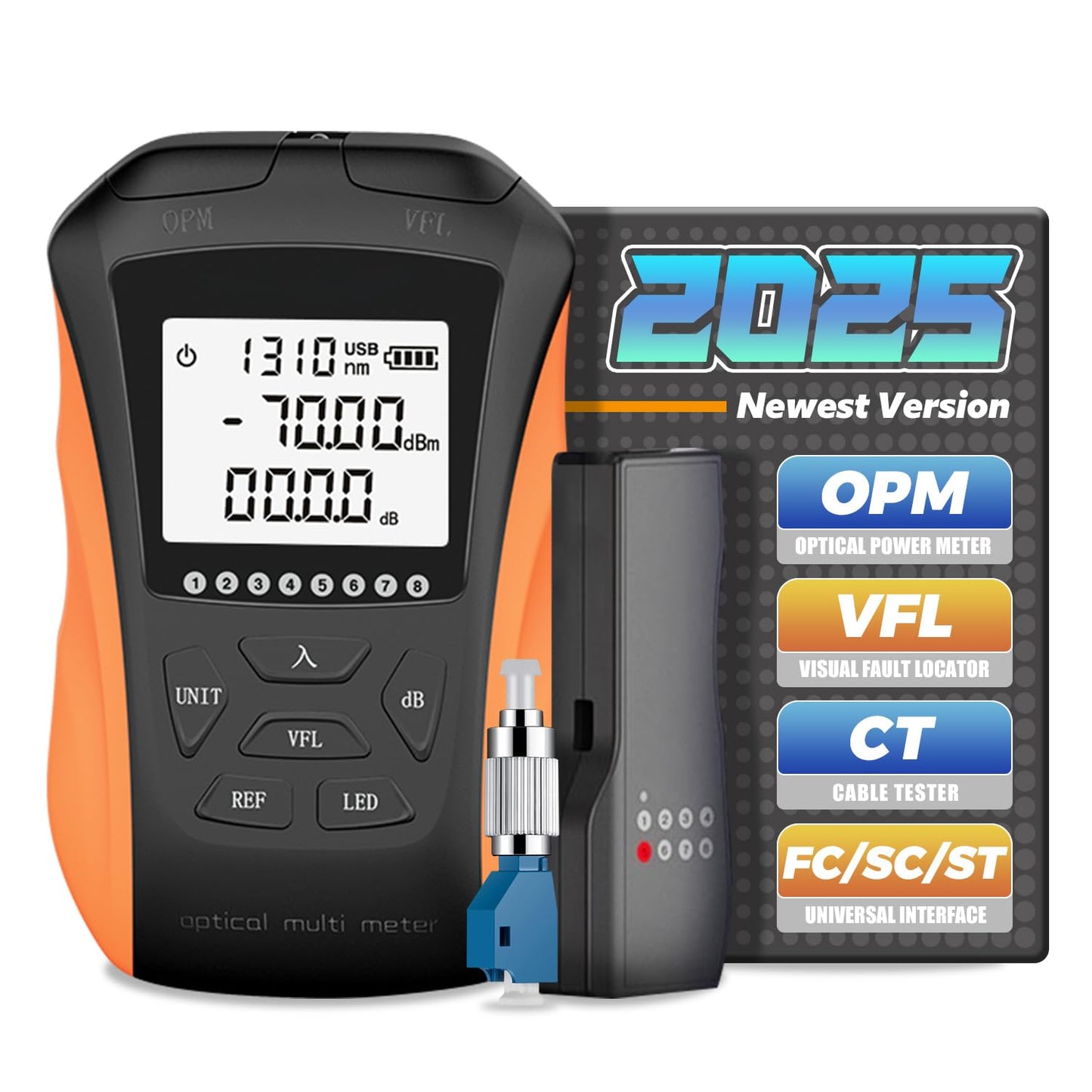 Optical Power Meter with Visual Fault Locator for Fiber Testing