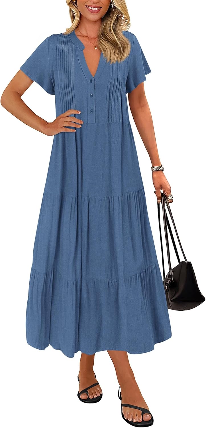 KIRUNDO Summer Maxi Dresses for Women 2025 Spring Fashion