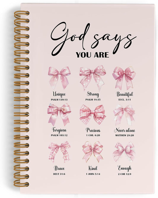Christian 'You Are Beautiful' Pink Spiral Notebook - Inspirational Gift!