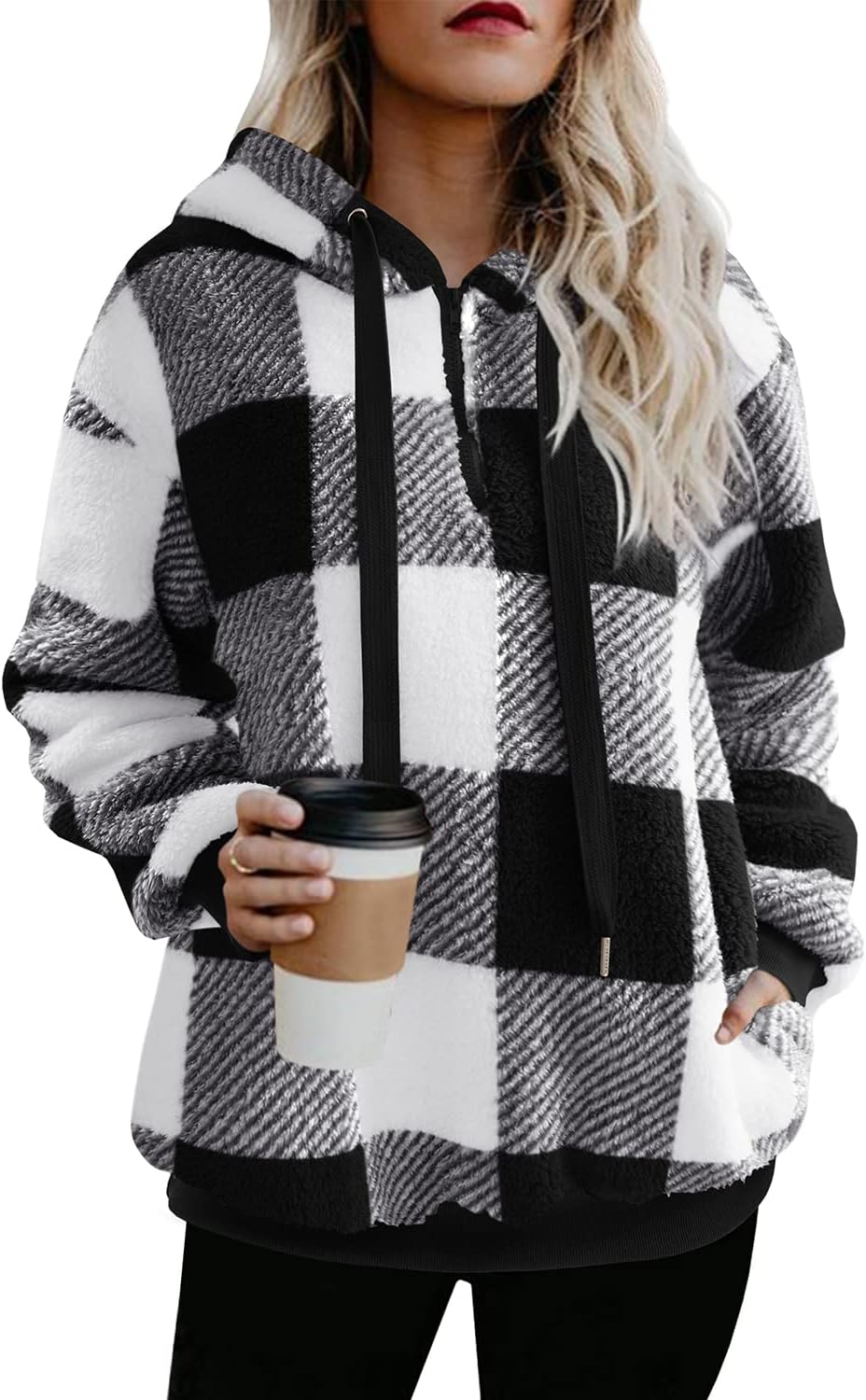Oversized Sherpa Pullover Hoodie for Women - Cozy Fleece Jacket