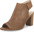 Coutgo Heels for Women Open Toe Cutout Ankle Strap Sandals - 3in Heel