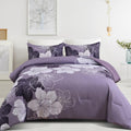 Menghomeus California King Comforter Set in Dark Purple Floral Design