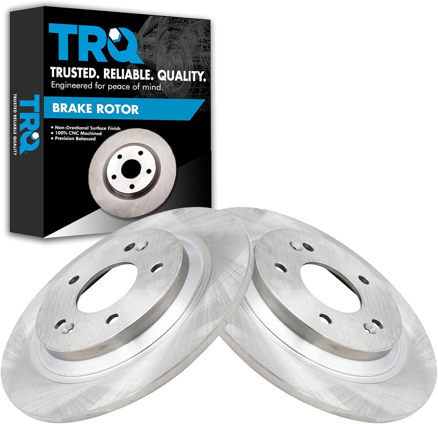 TRQ Rear Brake Rotors Set Solid for 2018-2023 Hyundai Kona