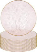 13-Inch Charger Plates 16 Pack - Hammered Pink Gold Rim for Elegant