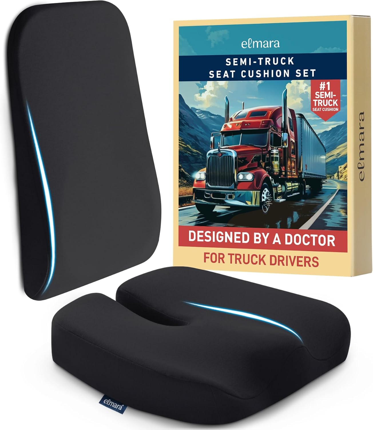Elmara Doctor-Designed Semi-Truck Seat Cushion for Comfort