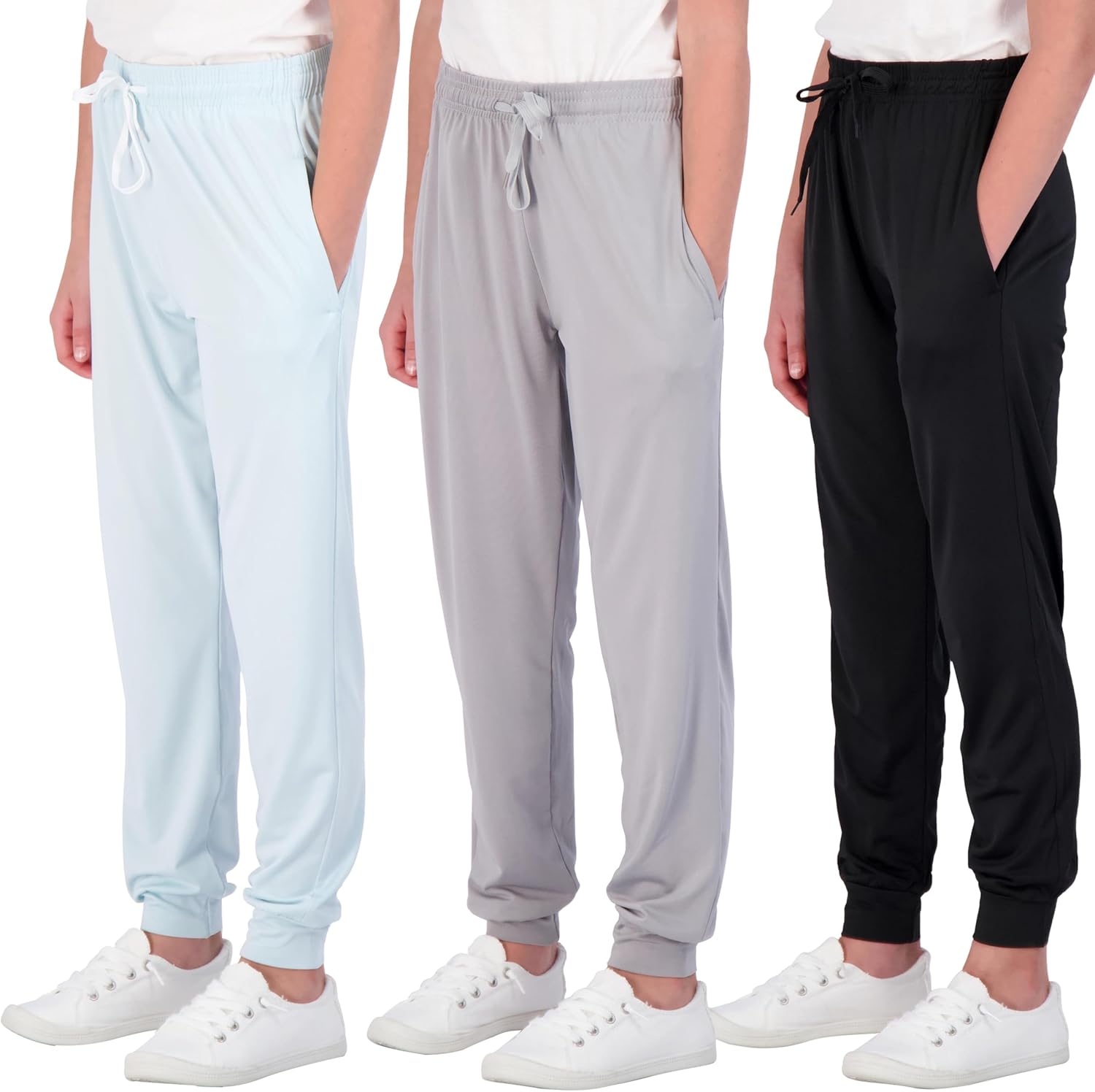 Girls' Dry-Fit Jogger Sweatpants: Stylish & Comfortable 3 Pack