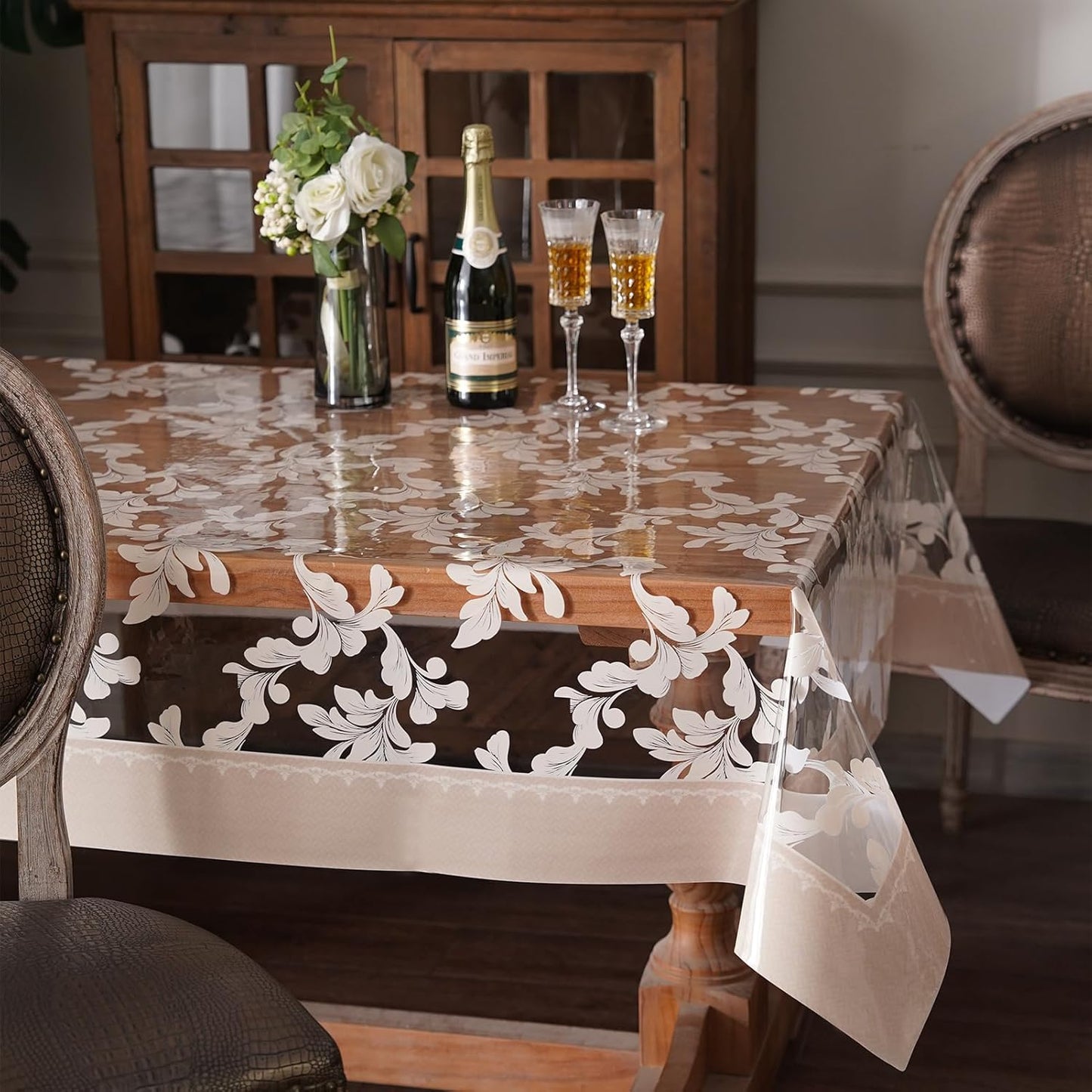 Vinyl Table Cloth Protector for Rustic Dining Tables 55 x 104 in