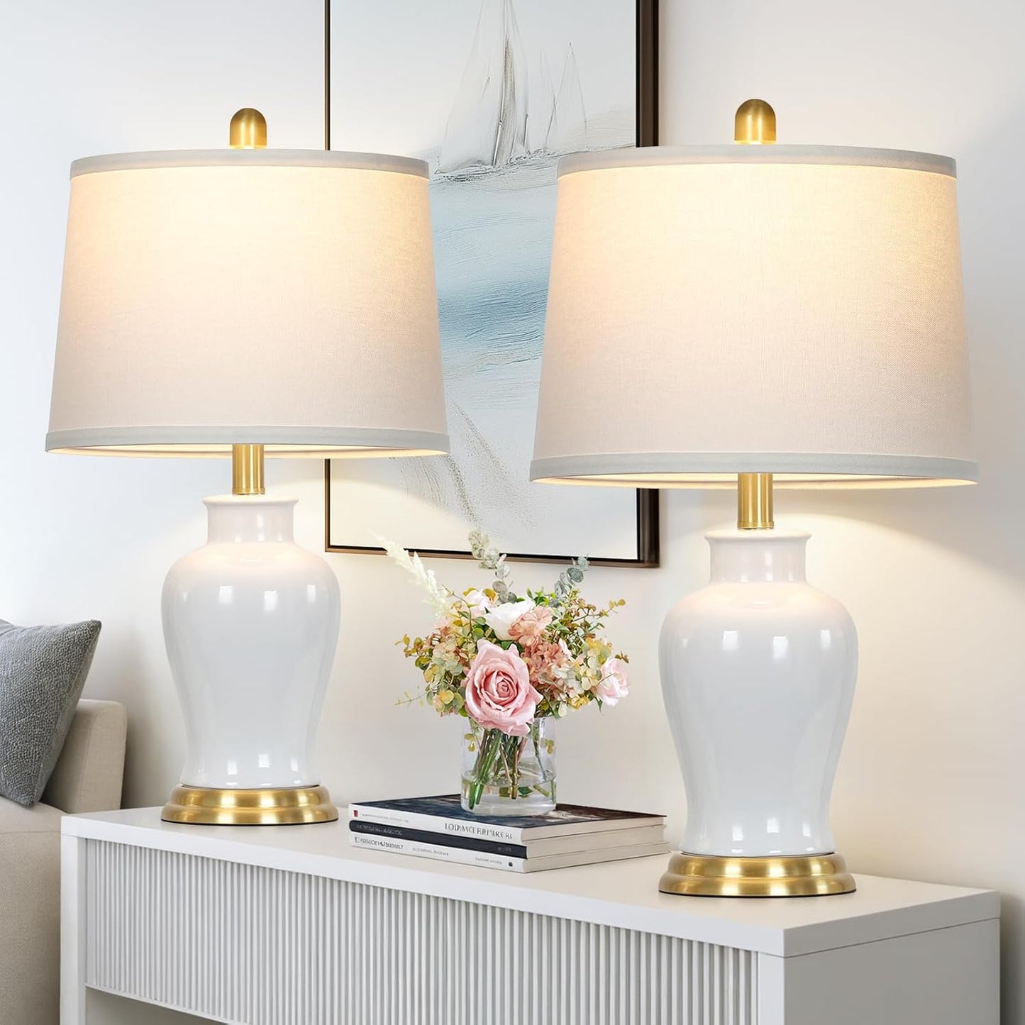 Modern Ceramic Table Lamps Set of 2 for Elegant Home Decor
