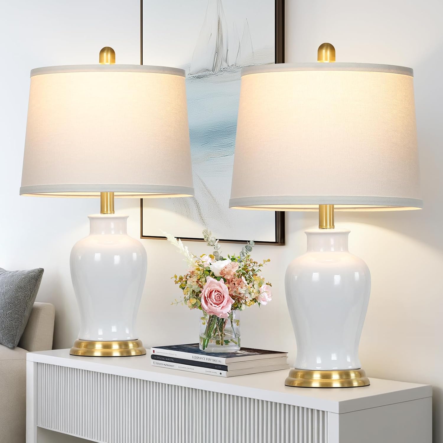Modern Ceramic Table Lamps Set of 2 for Elegant Home Decor